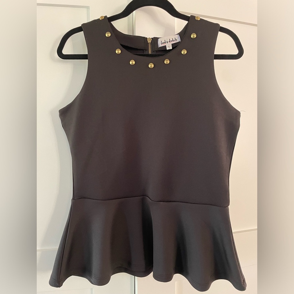 Lady Dutch High Society peplum top with gold studs